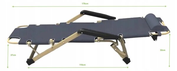 Zlati vrtni ležalnik z vzglavnikom v sivi barvi