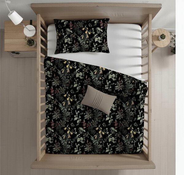 Posteljnina za otroško posteljico iz Renforcé bombaža FLORWELLA črna Dimenzije posteljnine: 45 x 65 cm | 90 x 140 cm