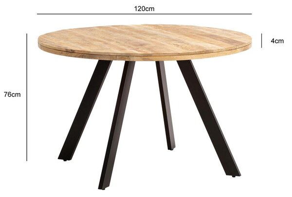 MID.YOU Jedilna Miza Mango, Pravi Les, Ø 120cm