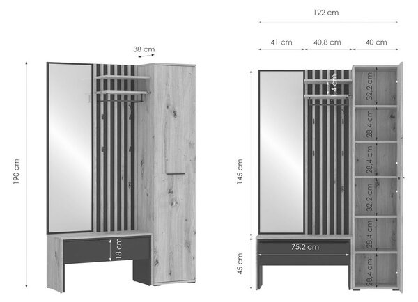 Modern Living Predsoba Madera, Barva Hrasta, Bela