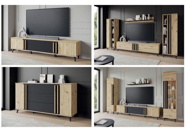 P & B Dnevni Regal Helsinki 2, Barva Hrasta, 4-Delno