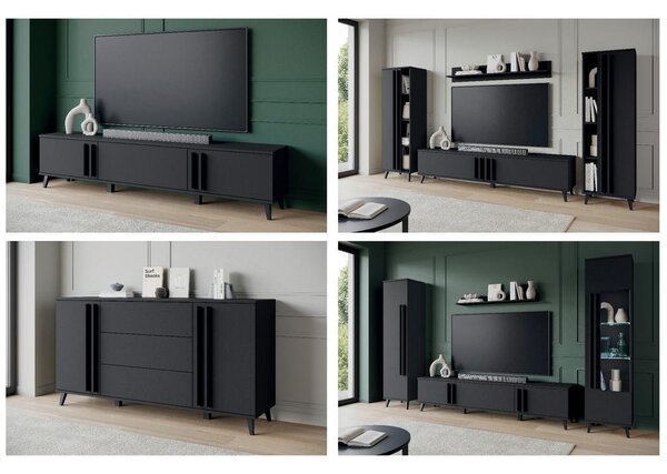 P & B Dnevni Regal Helsinki 2, Črna, 4-Delno