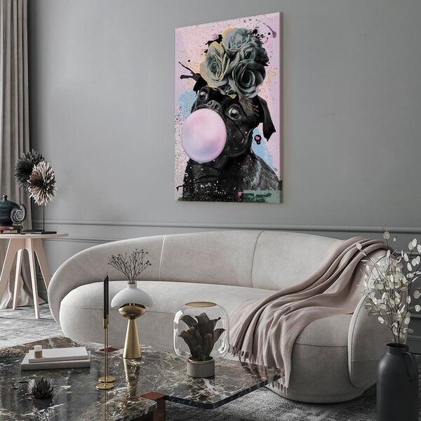 Artgeist Slika Na Platnu Pug With Bubble Gum