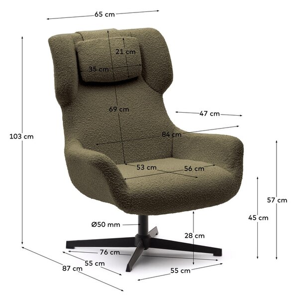 Temno zelen fotelj Zalina – Kave Home