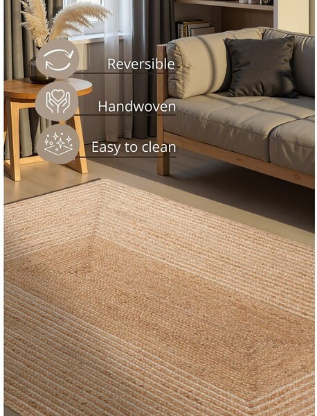 Obojestranska/ročno tkana preproga iz jute v naravni barvi/v svetli naravni barvi 120x170 cm Juno – Hanse Home
