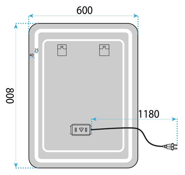 Stensko ogledalo LED 60x80cm SAB-3436