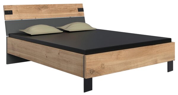 POSTELJNA GARNITURA x , leseni material barve grafita, barve hrasta