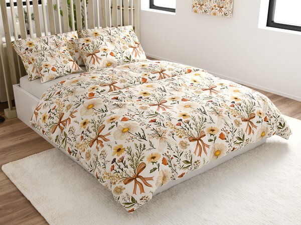 Poli bombažna posteljnina FLORAL RIBBON POLY kremasta Dimenzije posteljnine: 70 x 90 cm | 140 x 200 cm