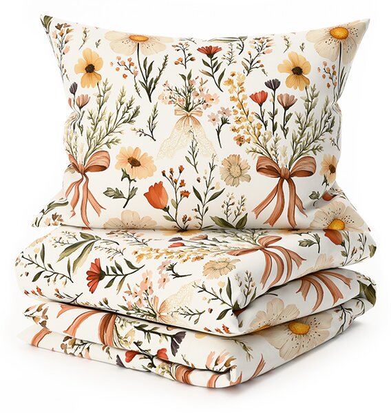 Poli bombažna posteljnina FLORAL RIBBON POLY kremasta Dimenzije posteljnine: 70 x 90 cm | 140 x 200 cm