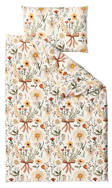 Poli bombažna posteljnina FLORAL RIBBON POLY kremasta Dimenzije posteljnine: 70 x 90 cm | 140 x 200 cm