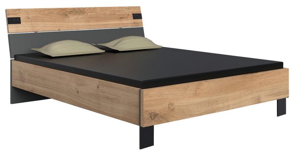 POSTELJNA GARNITURA x , leseni material barve grafita, barve hrasta