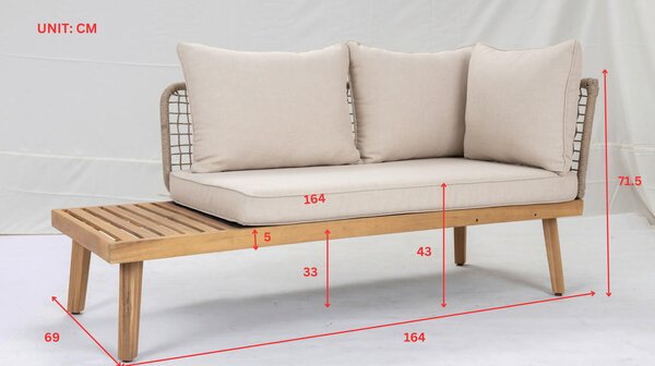 LOUNGE GARNITURA tkanina akacija masivno jeklo