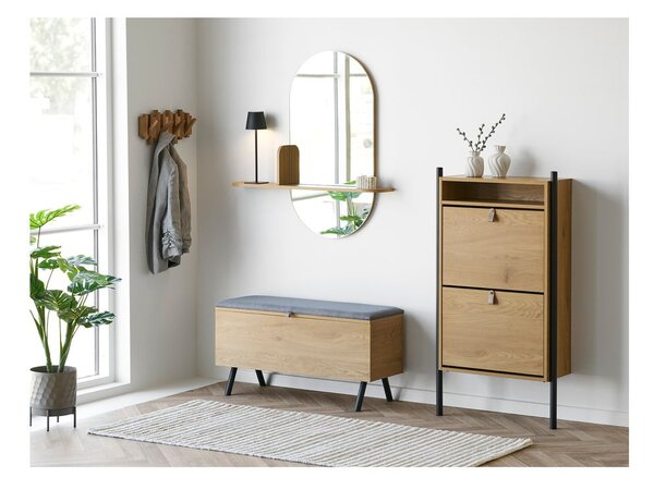 Stenski obešalnik iz masivnega hrasta v naravni barvi 3 cm Caltra – House Nordic