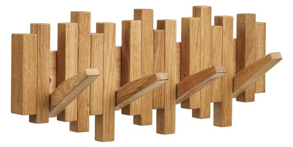 Stenski obešalnik iz masivnega hrasta v naravni barvi 3 cm Caltra – House Nordic