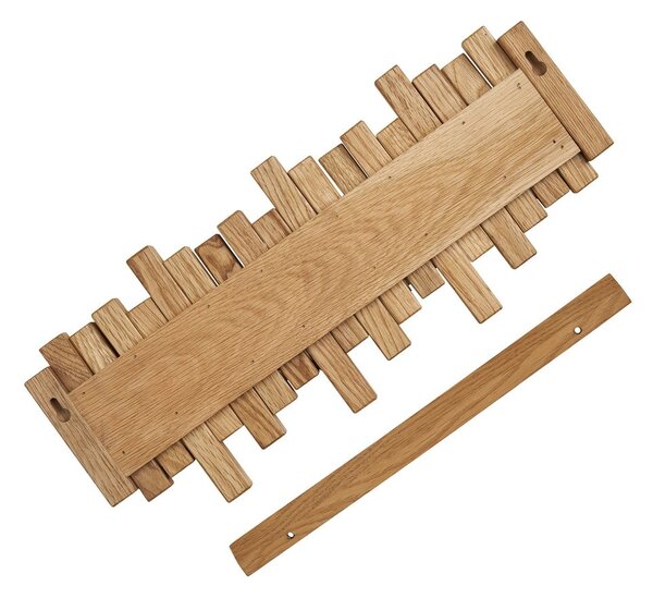 Stenski obešalnik iz masivnega hrasta v naravni barvi 3 cm Caltra – House Nordic