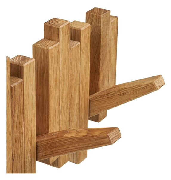 Stenski obešalnik iz masivnega hrasta v naravni barvi 3 cm Caltra – House Nordic