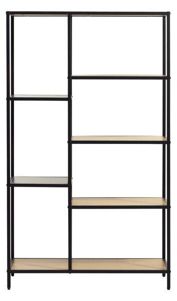 Črn/naraven regal v hrastovem dekorju 80x146x35 cm Altino – Unique Furniture