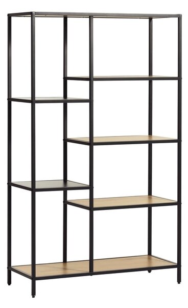 Črn/naraven regal v hrastovem dekorju 80x146x35 cm Altino – Unique Furniture