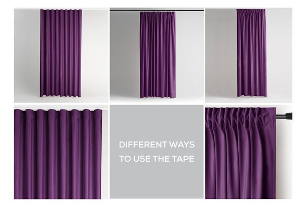 Vijolična žametna zavesa za delno zatemnitev 140x245 cm Pleat – Restilo