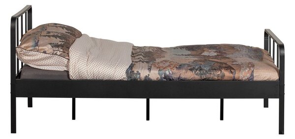 Črna kovinska postelja z letvenim dnom 120x200 cm Mees – WOOOD
