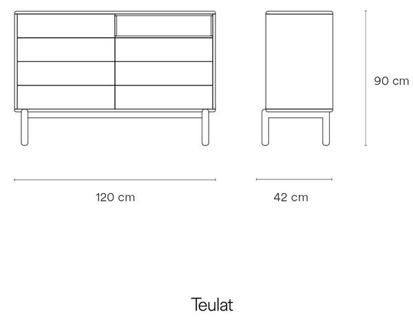 Temno siva nizka komoda 120x90 cm Corvo - Teulat