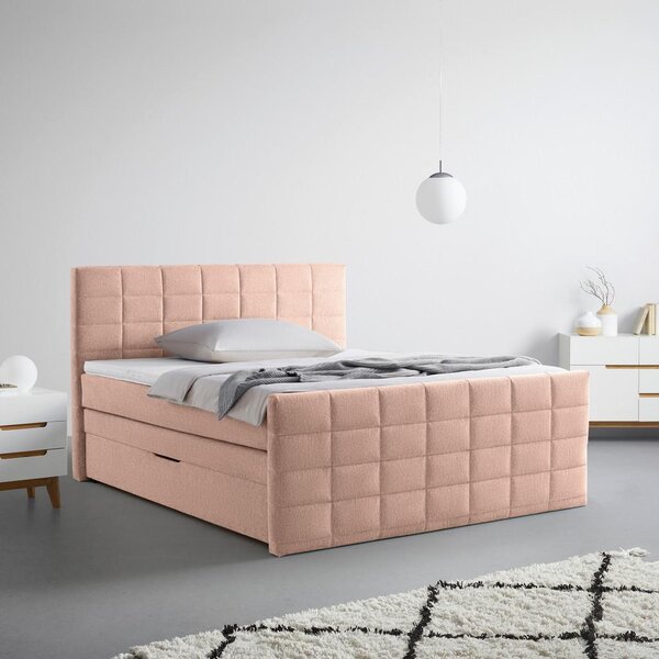 Mömax Postelja Boxspring Damon, Roza, 160x200