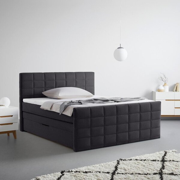 Mömax Postelja Boxspring Damon, Črna, 160x200