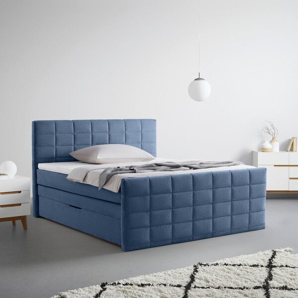 Mömax Postelja Boxspring Damon, Modra, 160x200