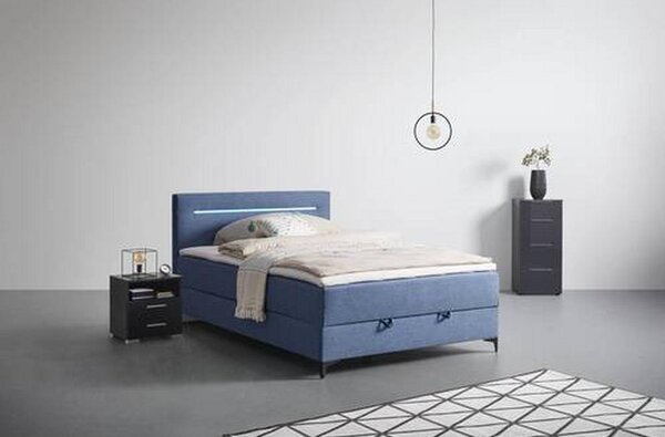 Mömax Postelja Boxspring Jerry, Modra, 140x200