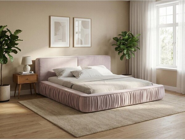 Oblazinjena zakonska postelja v barvi terakota s prostorom za shranjevanje z mrežo 180x200 cm Keoni - Makamii