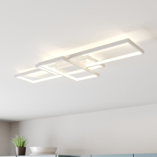 Lindby Poppy LED stropna svetilka s funkcijo zatemnitve, zatemnjen, Bela, Dnevna soba / jedilnica, Kovina, Sodobni