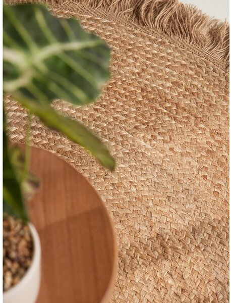 Obojestranska/ročno tkana okrogla preproga iz jute v naravni barvi ø 150 cm Nuru – Hanse Home