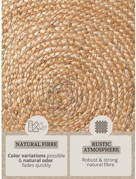 Obojestranska/ročno tkana okrogla preproga iz jute v naravni barvi ø 150 cm Nuru – Hanse Home