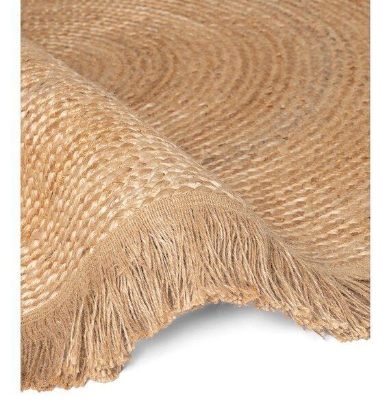 Obojestranska/ročno tkana okrogla preproga iz jute v naravni barvi ø 150 cm Nuru – Hanse Home