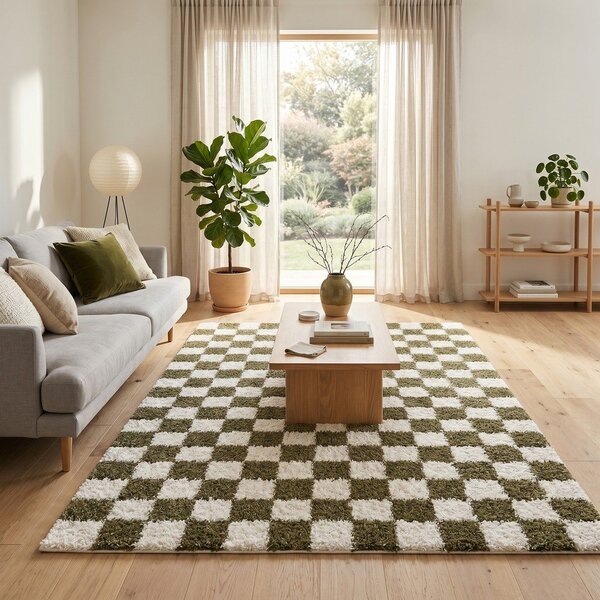 Temno zelena/kremno bela preproga 120x170 cm Grida – ESTE