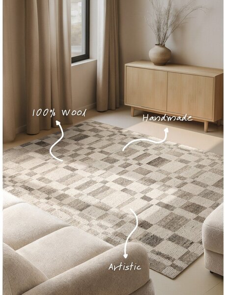 Kremno bela ročno tkana volnena preproga 80x150 cm Boho 1.0 Structa – Vikosa