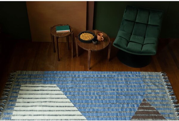 Modra/rjava bombažna preproga 160x230 cm Hampton – Dutchbone