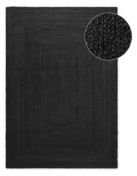 Črna obojestranska/ročno tkana preproga iz jute 60x90 cm Juno – Hanse Home