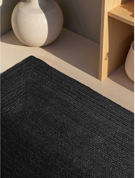 Črna obojestranska/ročno tkana preproga iz jute 60x90 cm Juno – Hanse Home