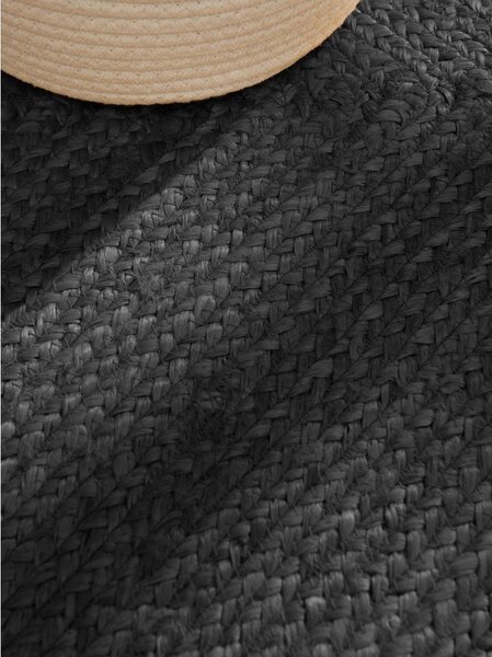 Črna obojestranska/ročno tkana preproga iz jute 60x90 cm Juno – Hanse Home