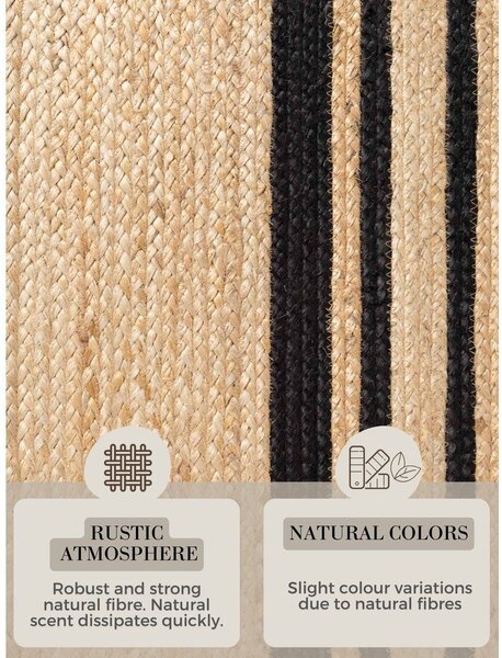 Črna/v naravni barvi obojestranska/ročno tkana preproga iz jute 80x150 cm Looma – Hanse Home