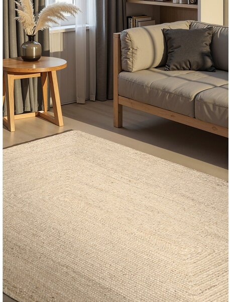 Kremno bela obojestranska/ročno tkana preproga iz jute 60x90 cm Juno – Hanse Home