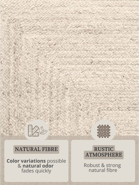 Kremno bela obojestranska/ročno tkana preproga iz jute 60x90 cm Juno – Hanse Home