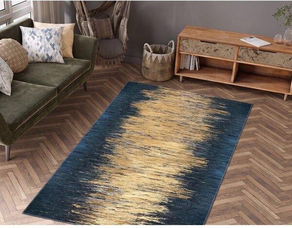 Rumena/temno modra pralna preproga 50x80 cm Goldie – Vitaus