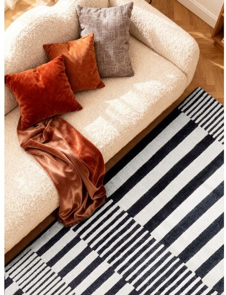 Črno-bela ročno tkana volnena preproga 120x180 cm Stryve Pulse – Elle Decoration