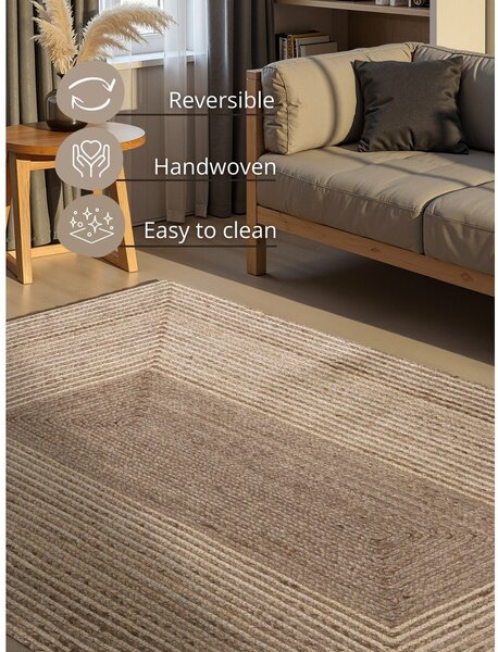 Obojestranska/ročno tkana preproga iz jute v svetli naravni barvi/v temni naravni barvi 120x170 cm Juno – Hanse Home