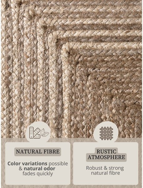 Obojestranska/ročno tkana preproga iz jute v svetli naravni barvi/v temni naravni barvi 120x170 cm Juno – Hanse Home