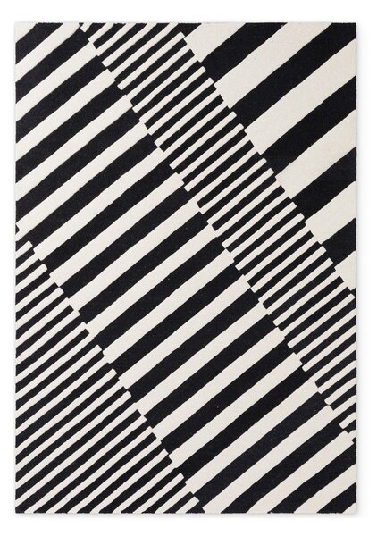 Črno-bela ročno tkana volnena preproga 120x180 cm Stryve Flux – Elle Decoration