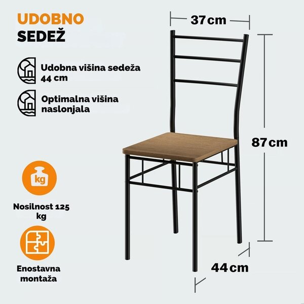 Jedilni komplet LEO, 5-delni, črna/rjava Casaria
