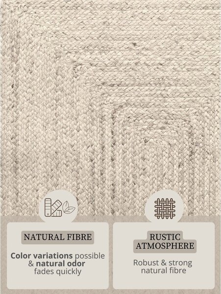 Kremno bel obojestranski/ročno tkan tekač iz jute 80x200 cm Juno – Hanse Home